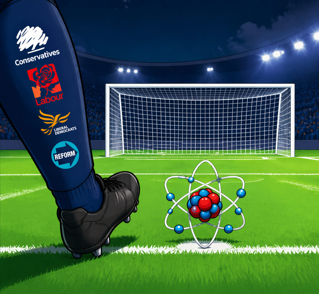 A cartoon illustrating science as a political football.